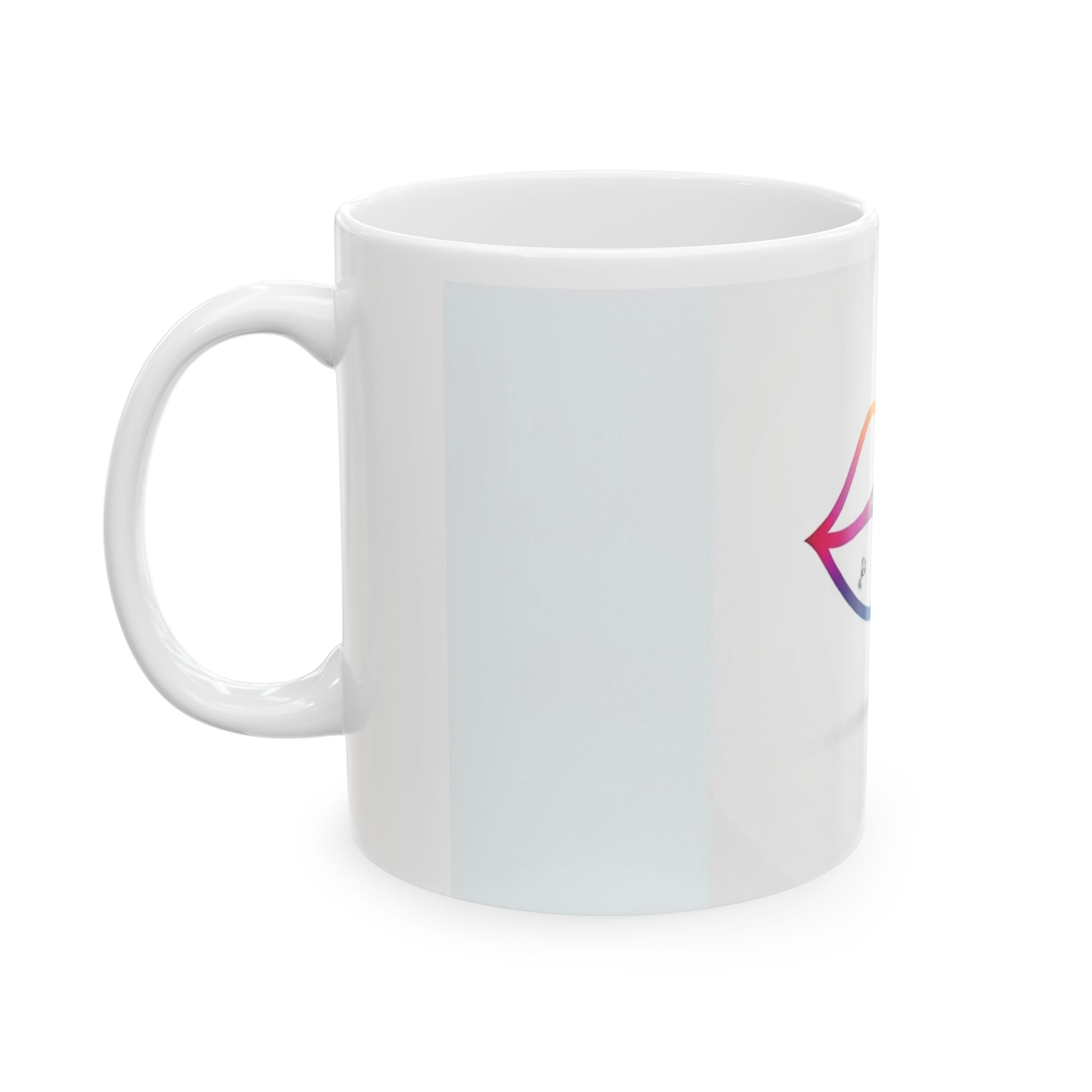 Rainbow Lip Print Mug — Colorful Lipstick Kiss Ceramic Coffee Cup (11oz & 15oz)