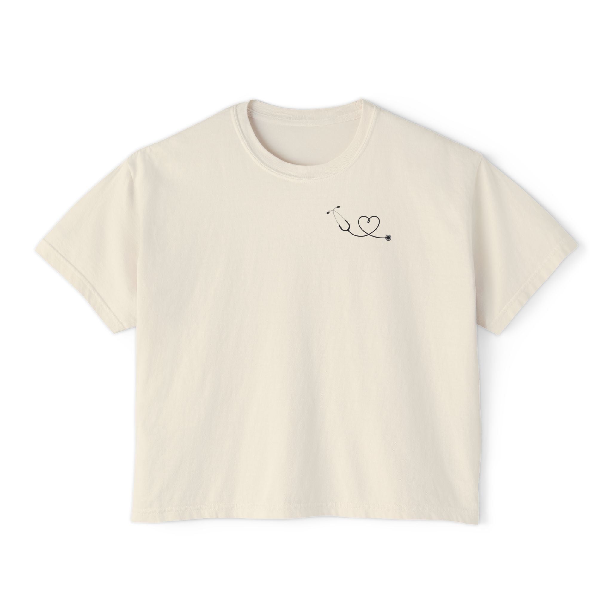 Minimalist Stethoscope Crop Top — Women's Boxy Tee for Nurses & Medical Students