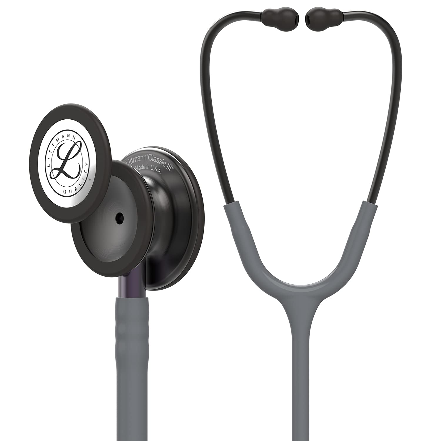 3M Littmann Classic III Monitoring Stethoscope, 5803, More Than 2X as Loud, Weighs Less, Stainless Steel Black-Finish Chestpiece, 27" Black Tube, Stem and Headset