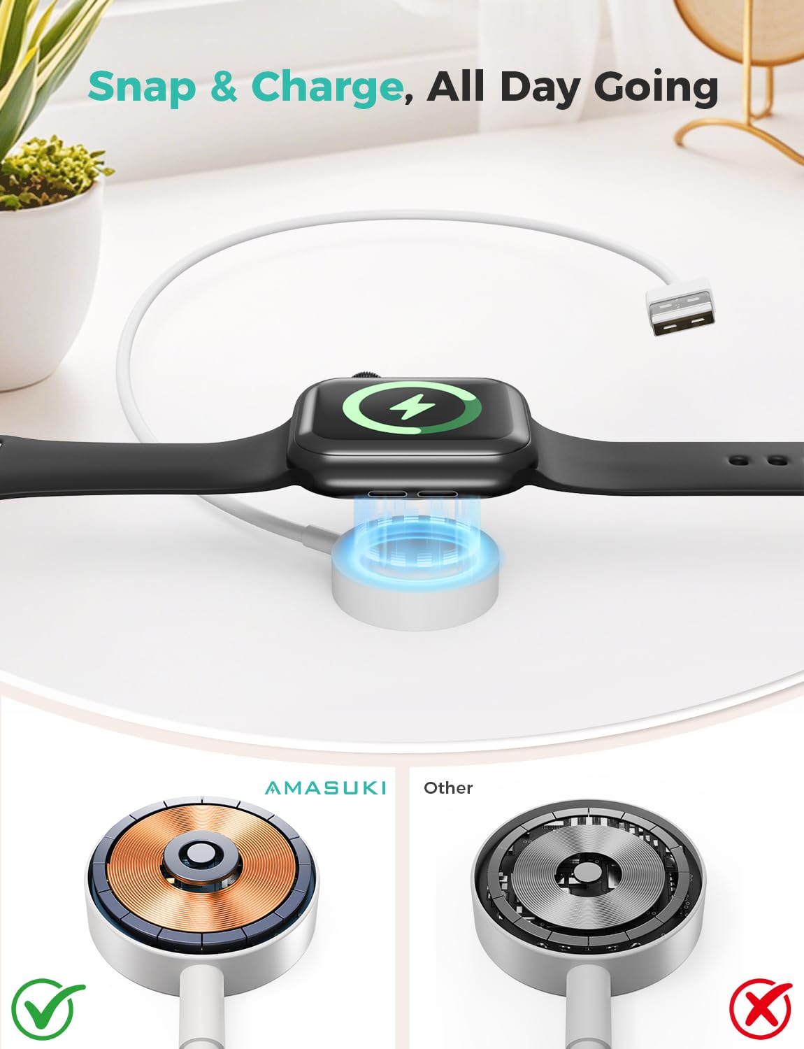 2026 Upgraded USB C for Apple Watch Charger Magnetic Fast Charging Cable Portable Wireless Charging Compatible with iWatch Series 11/10/9/8/7/6/5/4/3/2