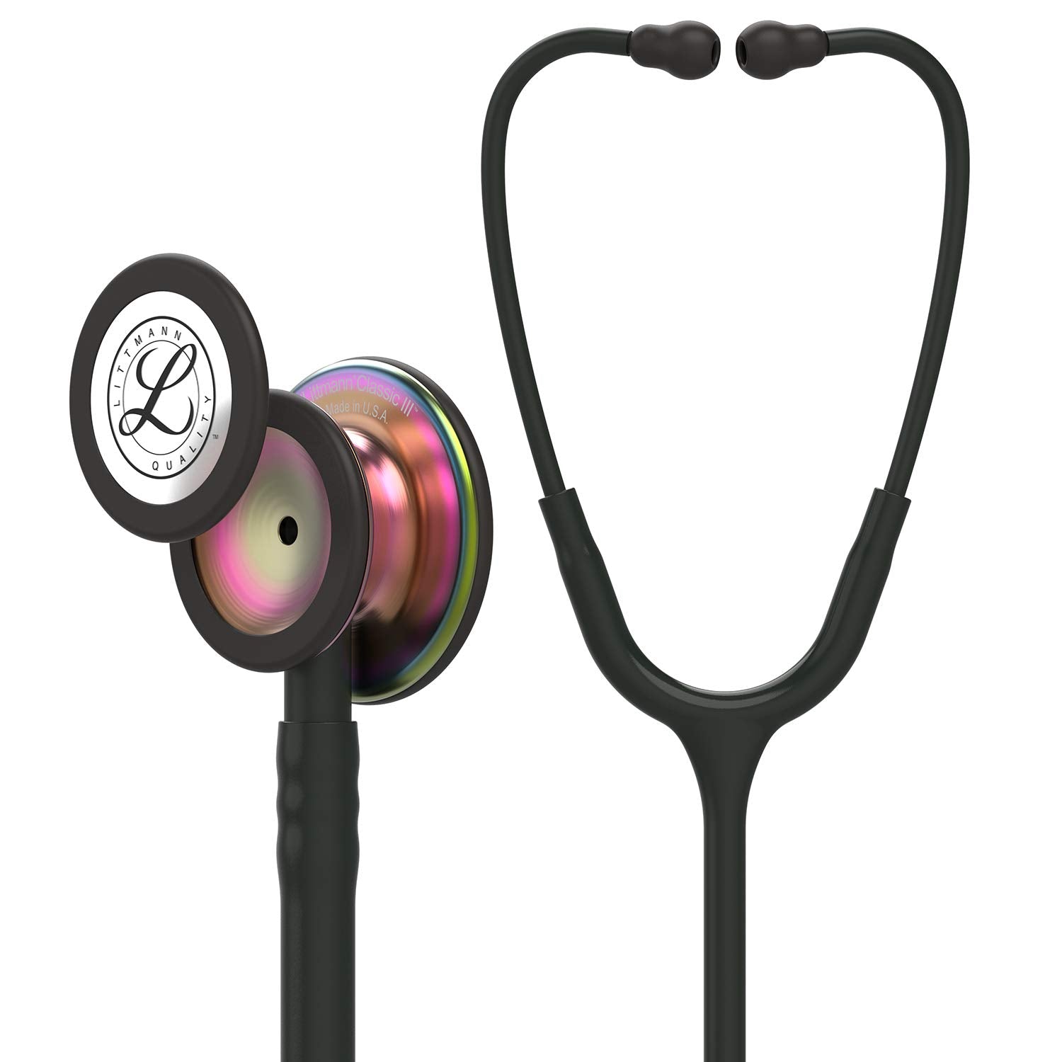 3M Littmann Classic III Monitoring Stethoscope, 5803, More Than 2X as Loud, Weighs Less, Stainless Steel Black-Finish Chestpiece, 27" Black Tube, Stem and Headset