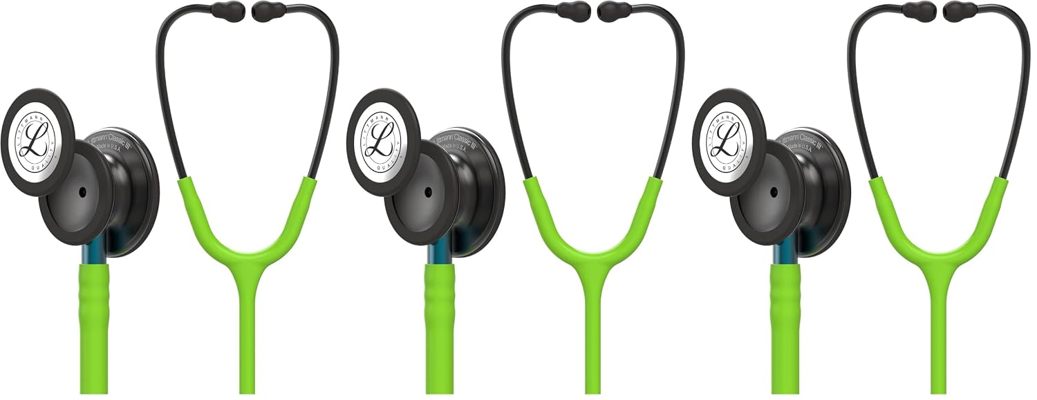 3M Littmann Classic III Monitoring Stethoscope, 5803, More Than 2X as Loud, Weighs Less, Stainless Steel Black-Finish Chestpiece, 27" Black Tube, Stem and Headset