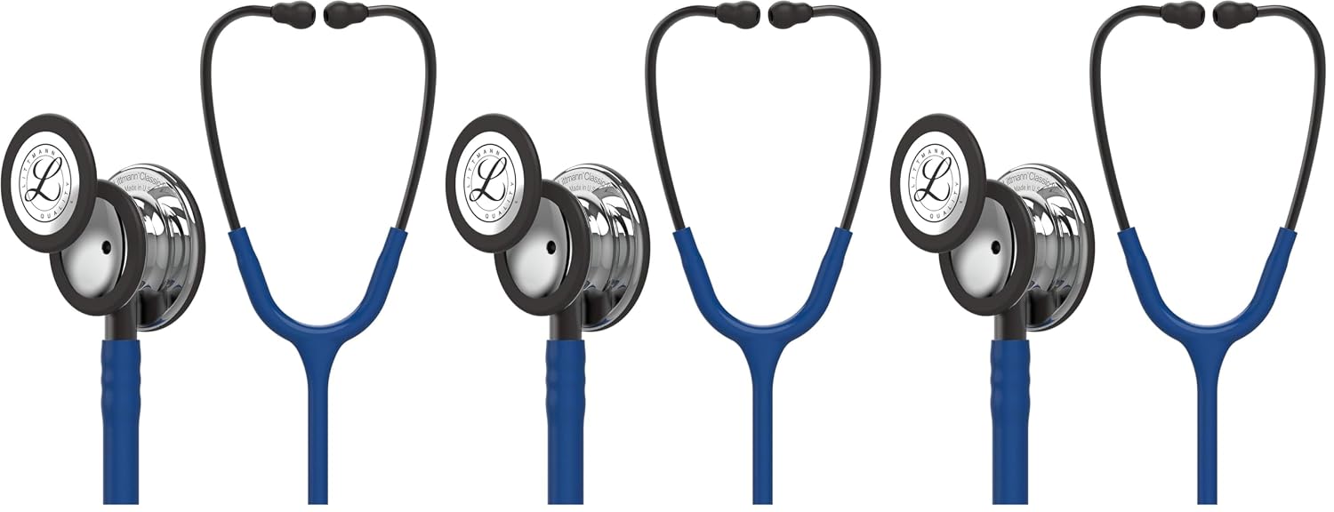 3M Littmann Classic III Monitoring Stethoscope, 5803, More Than 2X as Loud, Weighs Less, Stainless Steel Black-Finish Chestpiece, 27" Black Tube, Stem and Headset