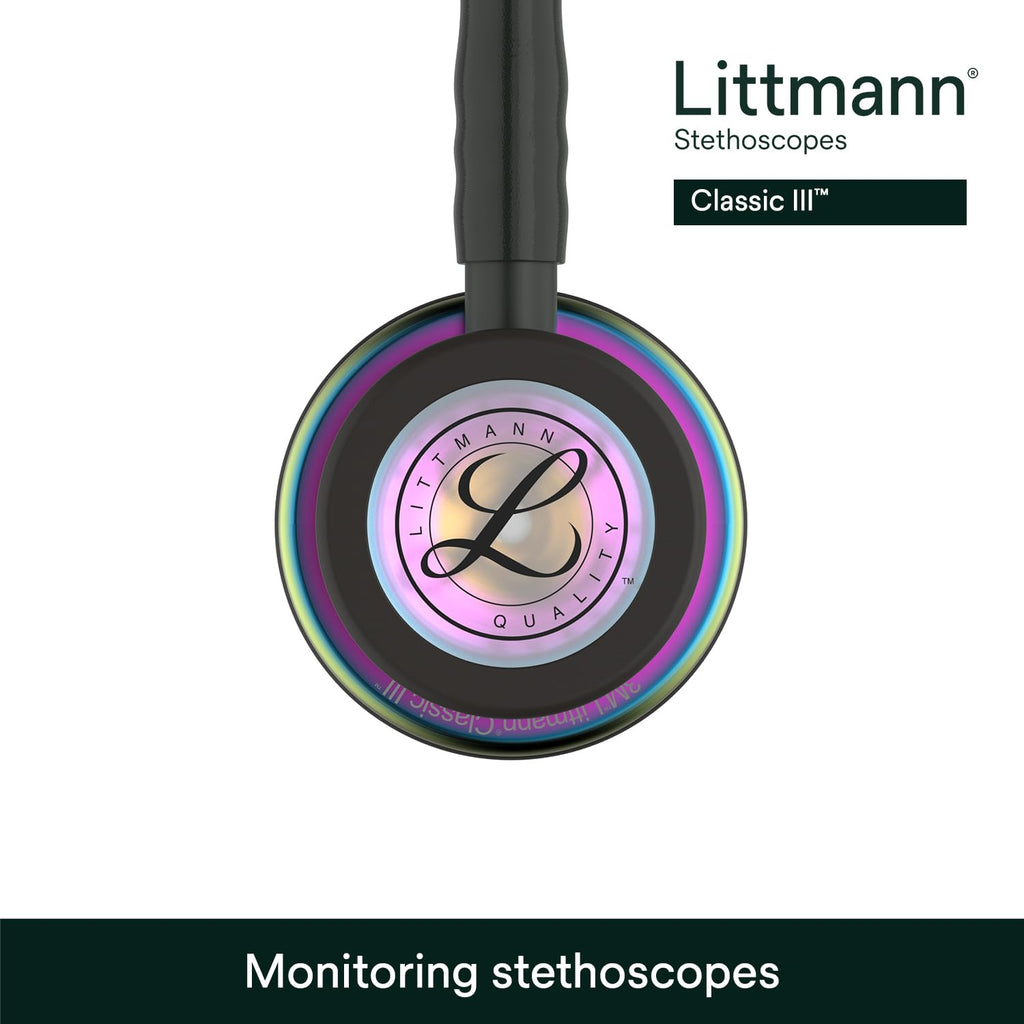 3M Littmann Classic III Monitoring Stethoscope, 5803, More Than 2X as Loud, Weighs Less, Stainless Steel Black-Finish Chestpiece, 27" Black Tube, Stem and Headset