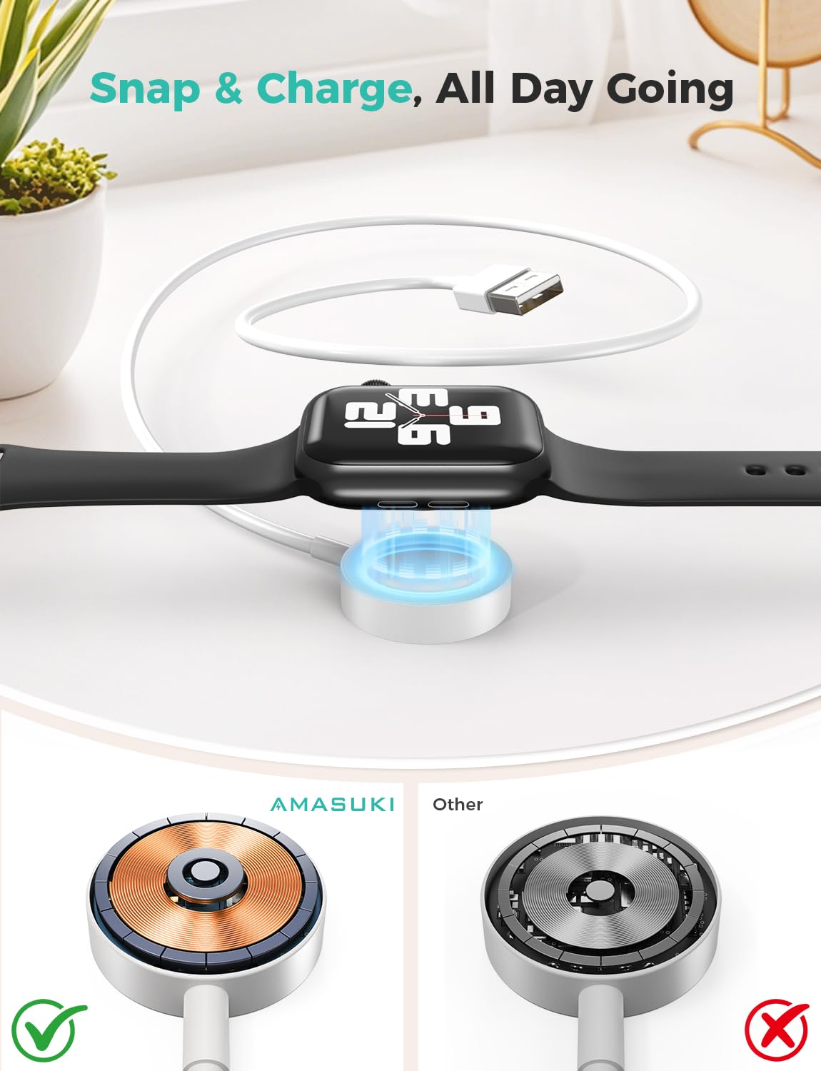 2026 Upgraded USB C for Apple Watch Charger Magnetic Fast Charging Cable Portable Wireless Charging Compatible with iWatch Series 11/10/9/8/7/6/5/4/3/2