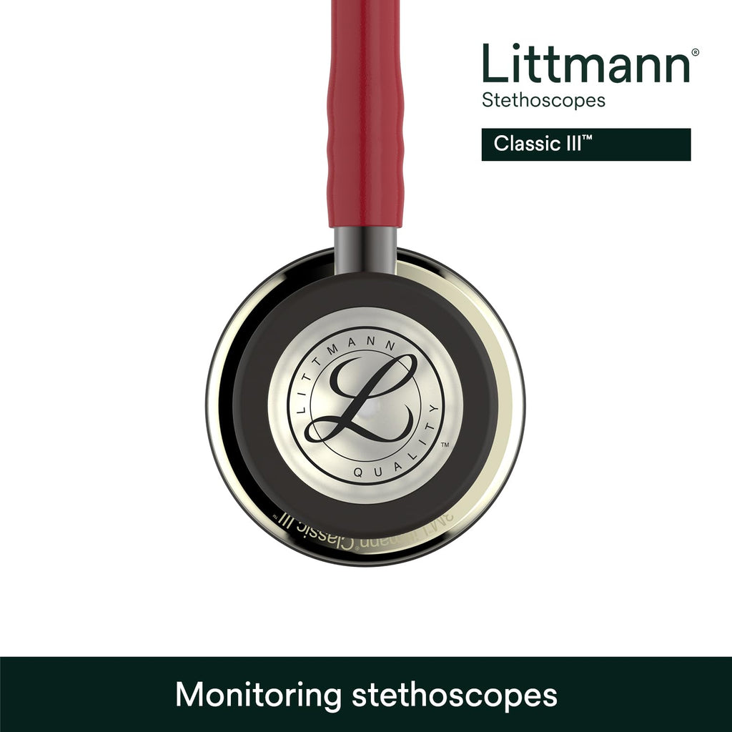 3M Littmann Classic III Monitoring Stethoscope, 5803, More Than 2X as Loud, Weighs Less, Stainless Steel Black-Finish Chestpiece, 27" Black Tube, Stem and Headset