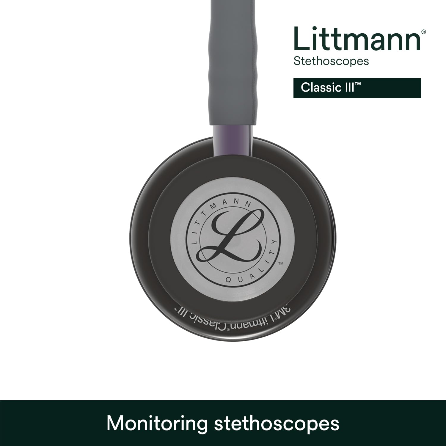 3M Littmann Classic III Monitoring Stethoscope, 5803, More Than 2X as Loud, Weighs Less, Stainless Steel Black-Finish Chestpiece, 27" Black Tube, Stem and Headset