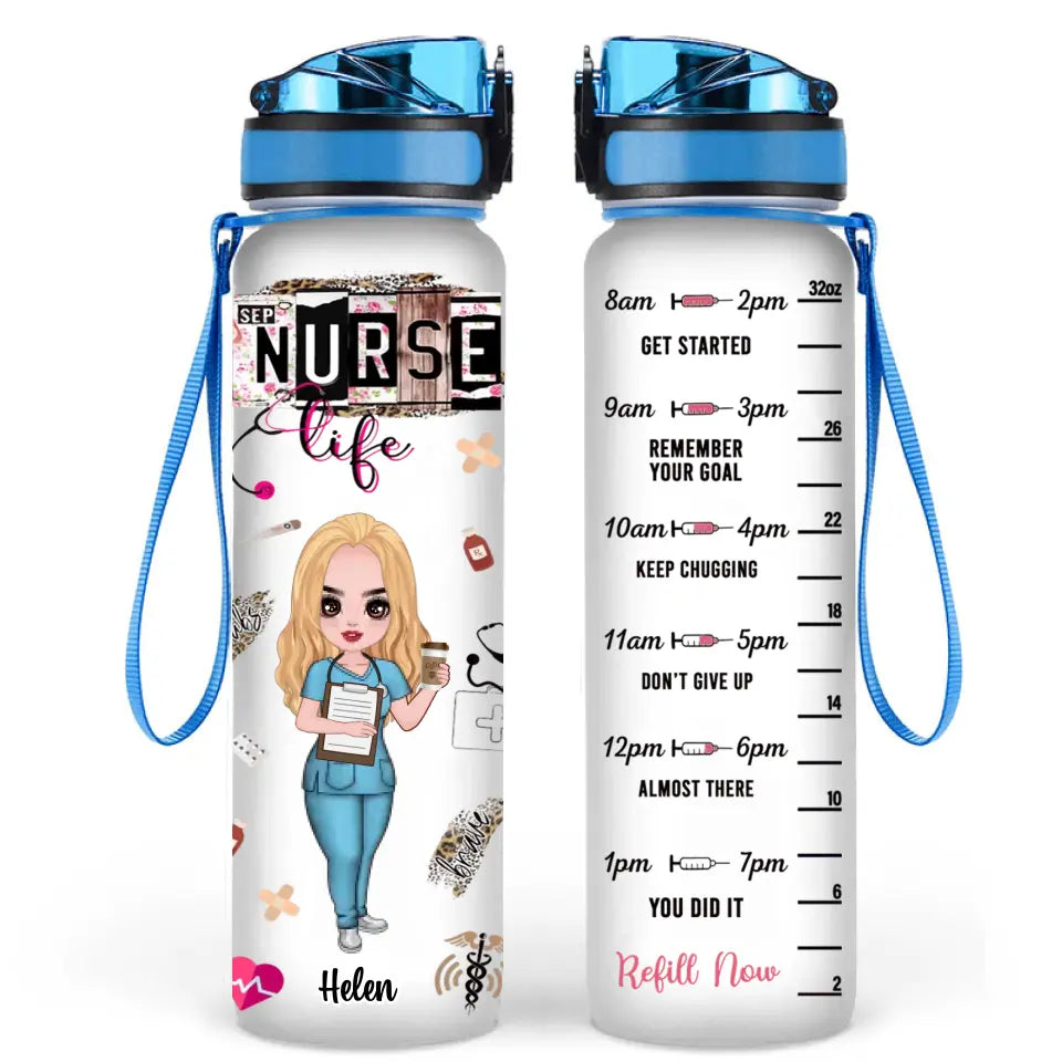 Personalized Nurse/Doctor Tracker Bottle - Gift Idea for Nurse/Doctor/CMA/CNA/Healthcare Worker - Nurse Life