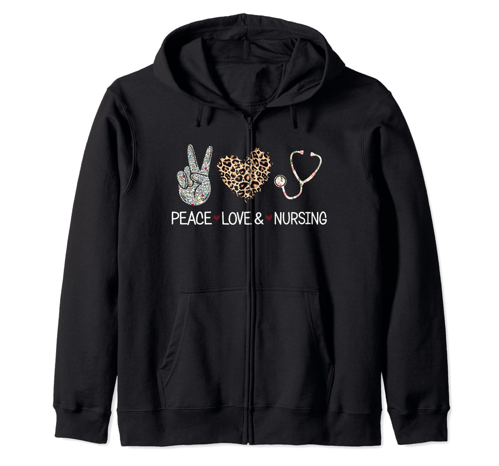 Peace Love Nursing Rn Lpn Heart Gift T-Shirt - Novelty Apparel Men Women
