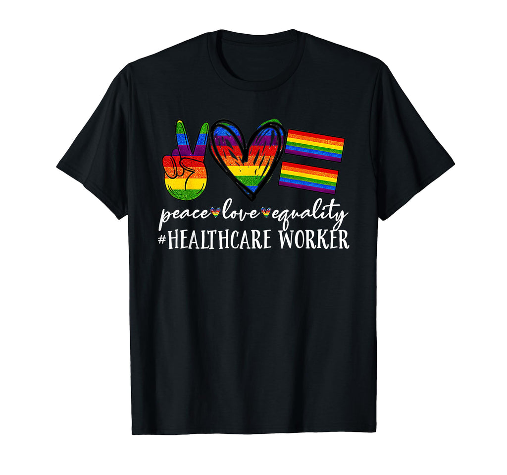 Lgbt Healthcare Worker Peace Love T-Shirt - Unique Graphic for Adults