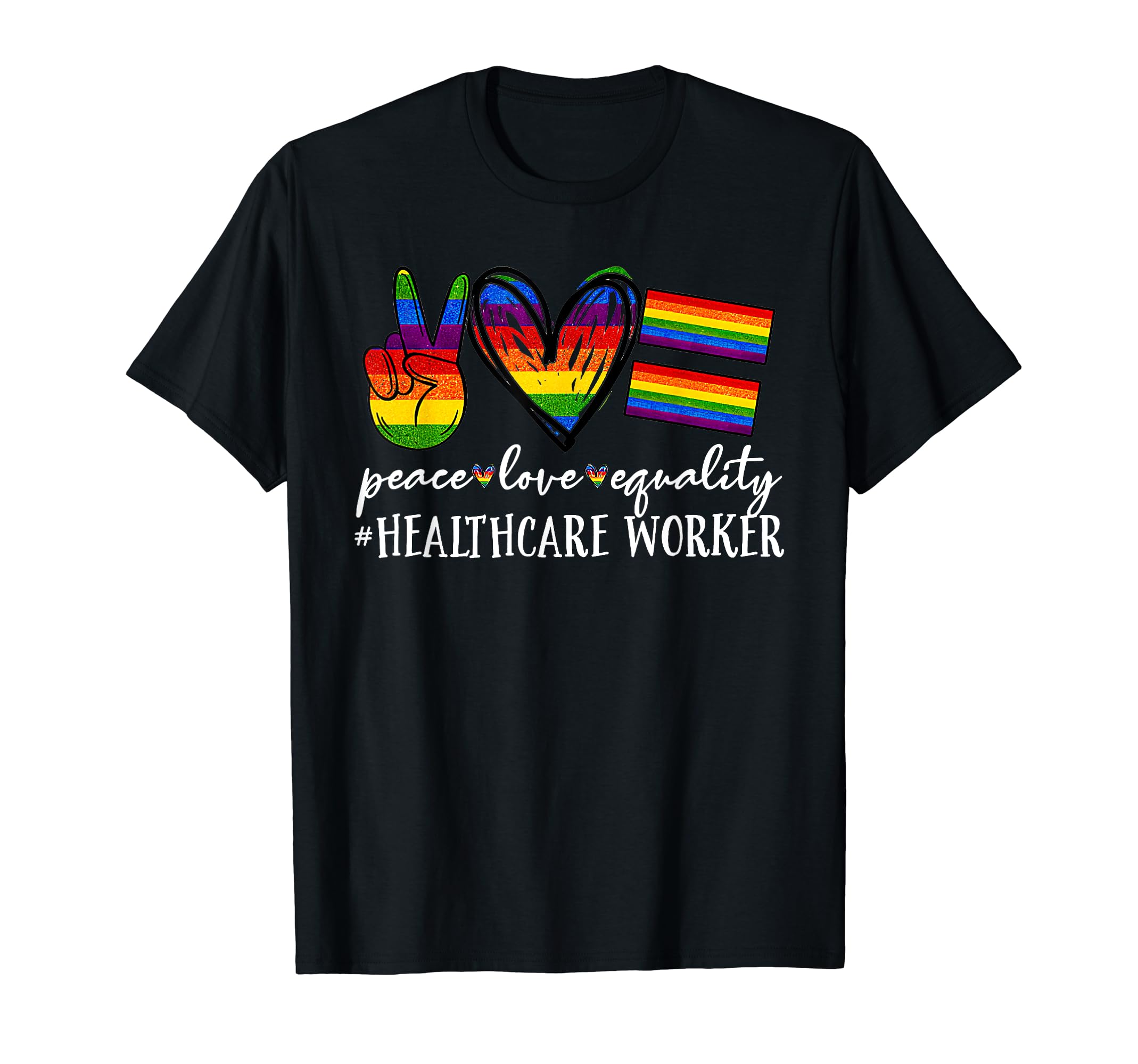 Lgbt Healthcare Worker Peace Love T-Shirt - Unique Graphic for Adults