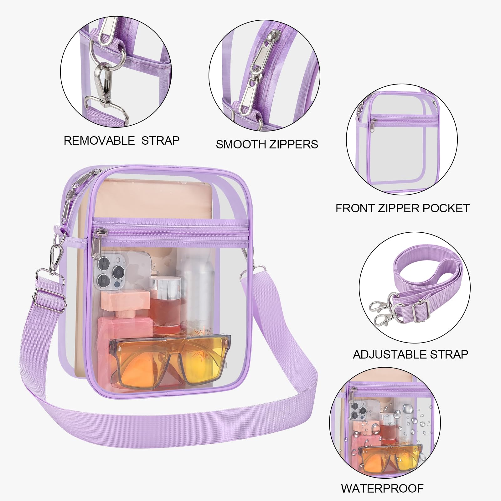 USPECLARE Clear Purse for Stadium Events Transparent Messenger Bag