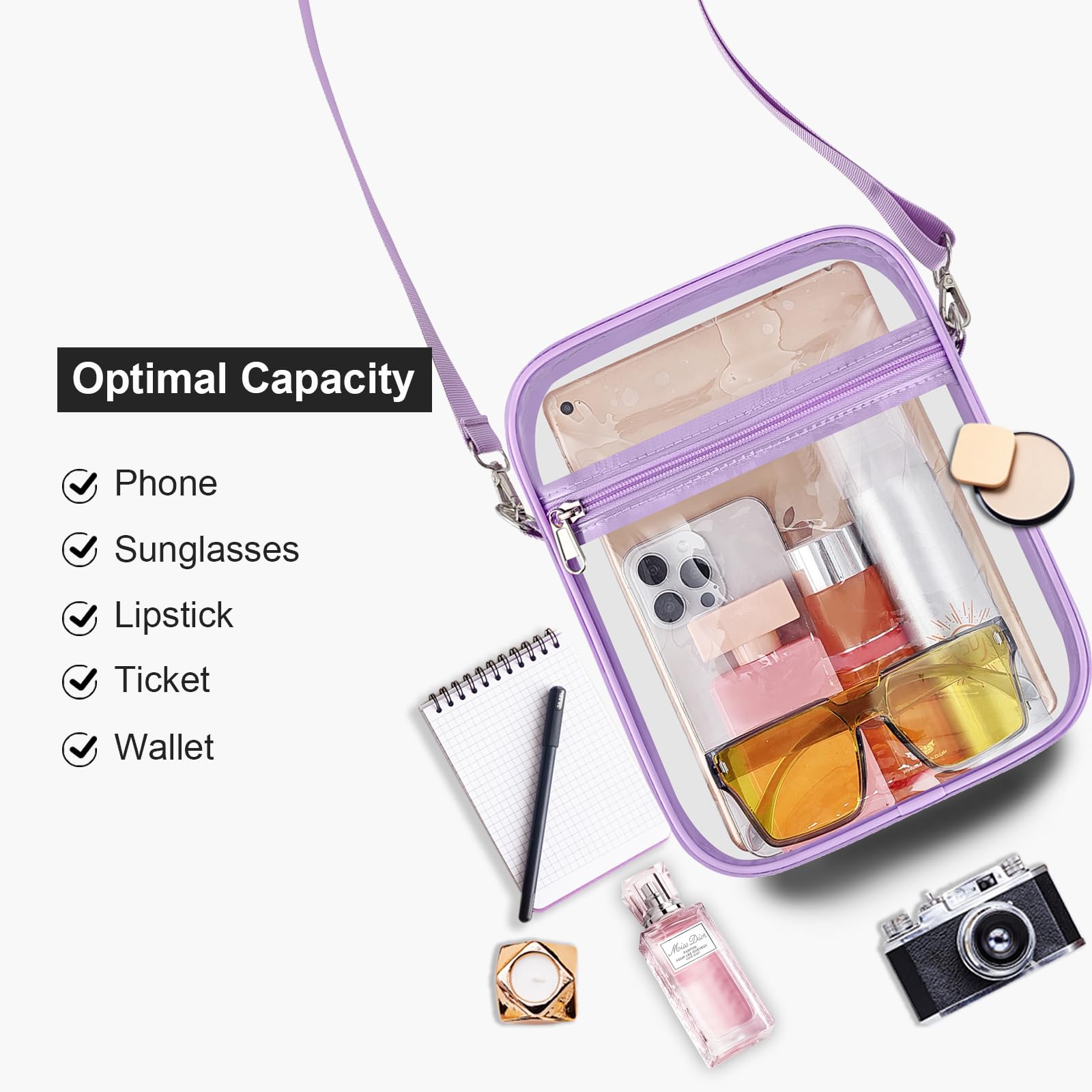 USPECLARE Clear Purse for Stadium Events Transparent Messenger Bag