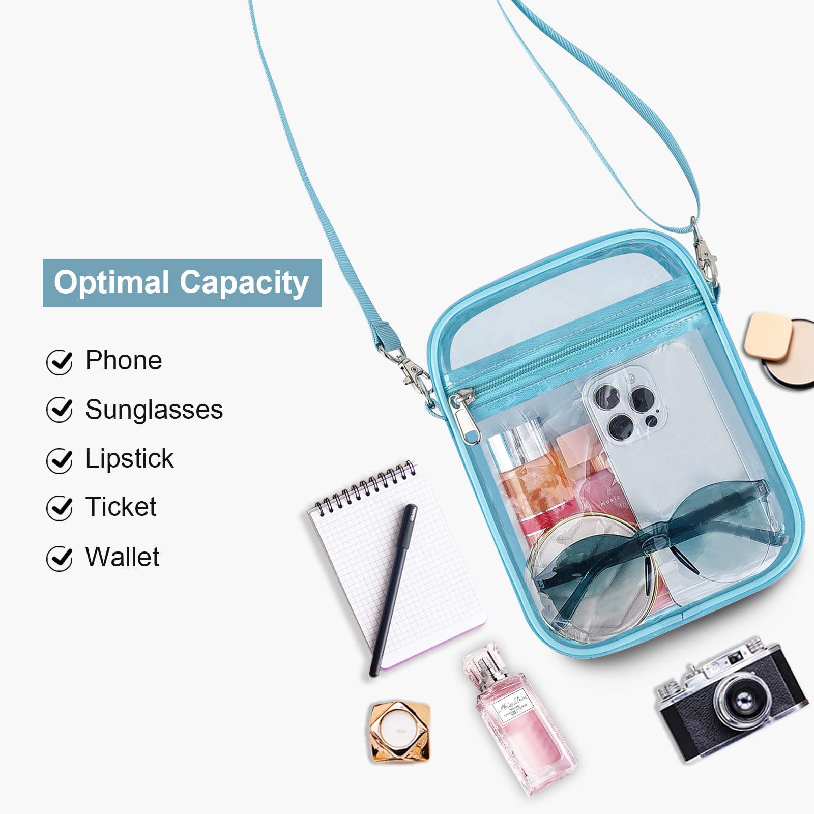 USPECLARE Clear Purse for Stadium Events Transparent Messenger Bag