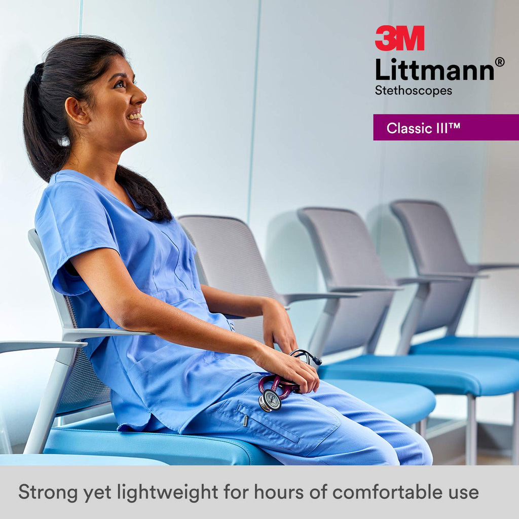3M Littmann Classic III Monitoring Stethoscope, 5803, More Than 2X as Loud, Weighs Less, Stainless Steel Black-Finish Chestpiece, 27" Black Tube, Stem and Headset