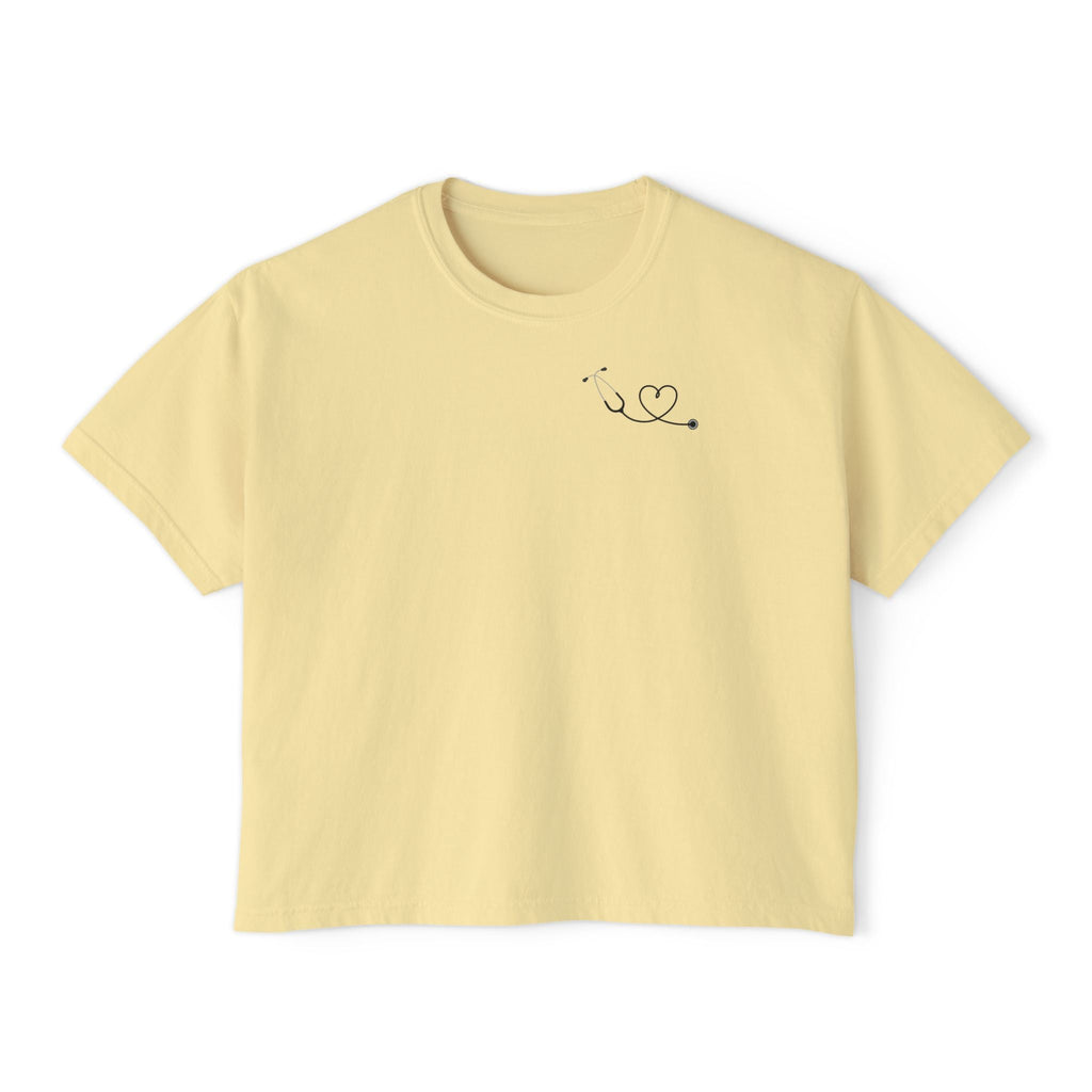 Minimalist Stethoscope Crop Top — Women's Boxy Tee for Nurses & Medical Students