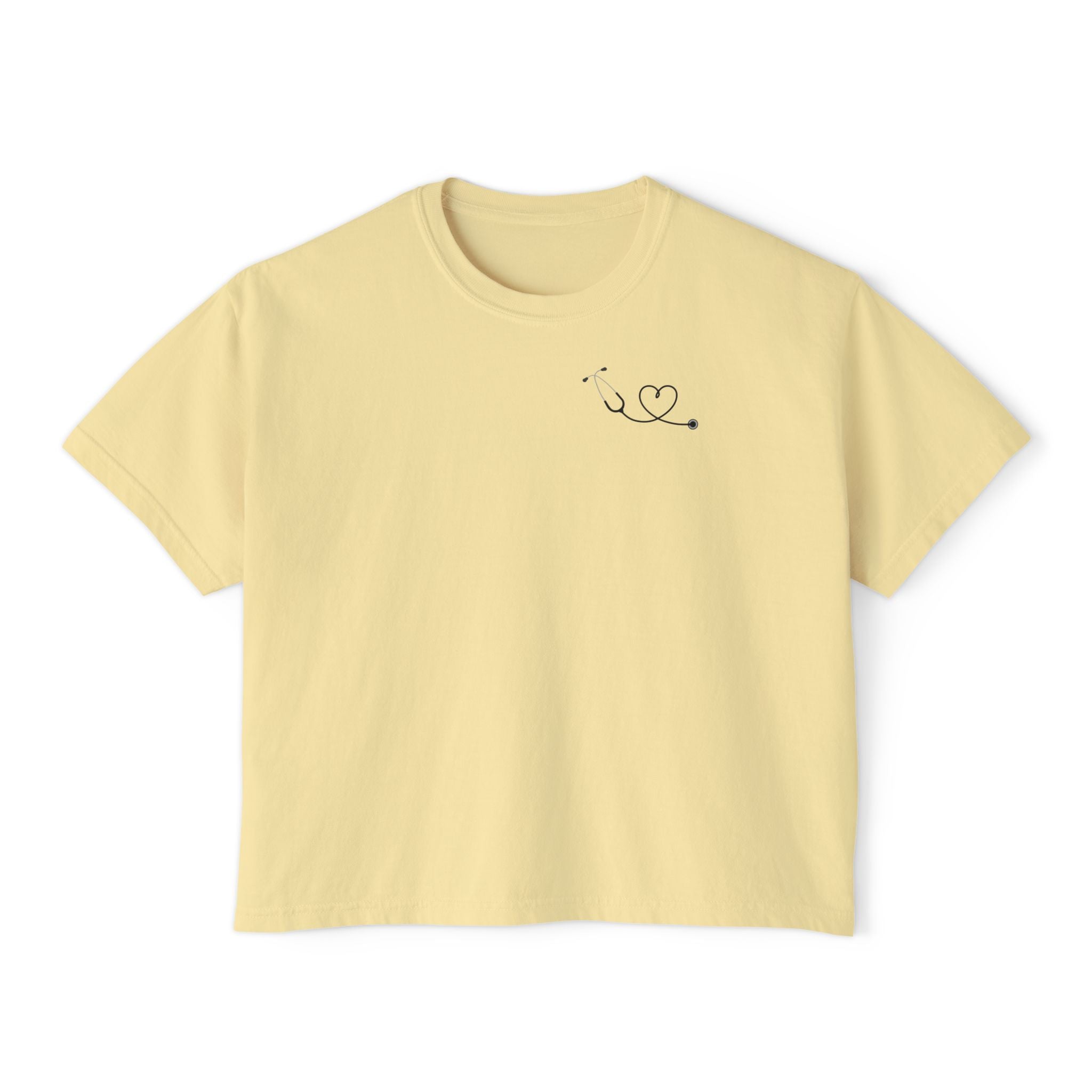 Minimalist Stethoscope Crop Top — Women's Boxy Tee for Nurses & Medical Students