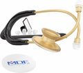MDF Instruments, Acoustica Lightweight Stethoscope for Doctors, Nurses, Students, Home Health Use, Adult, Dual Head, Black Tube, Gold Chestpiece-Headset, MDF747XPK11