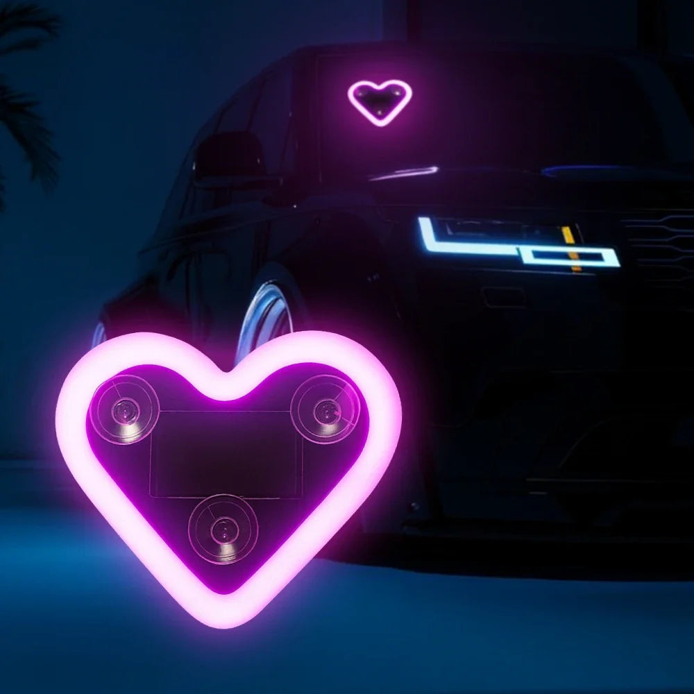 Solar Powered LED Heart Shape Accent Ambient Light USB Charge Valentines Day Christmas New Year Gift Ideas Car Interior Decor