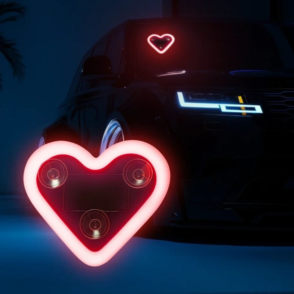 Solar Powered LED Heart Shape Accent Ambient Light USB Charge Valentines Day Christmas New Year Gift Ideas Car Interior Decor