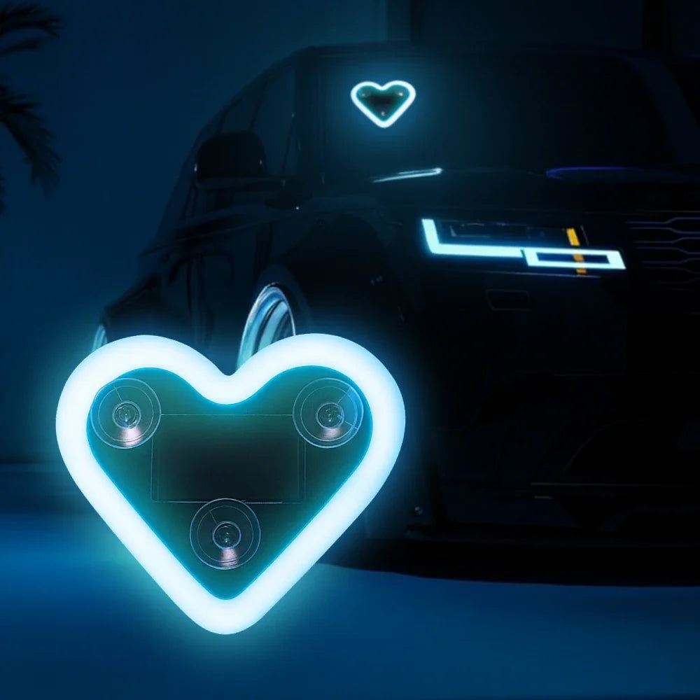 Solar Powered LED Heart Shape Accent Ambient Light USB Charge Valentines Day Christmas New Year Gift Ideas Car Interior Decor