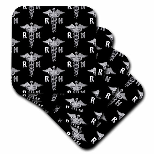 3dRose Caduceus Pattern for Registered Nurses Students or Teachers. - Coasters (CST_352298)