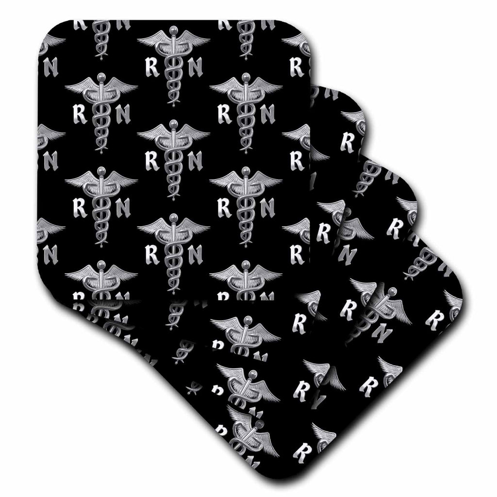 3dRose Caduceus Pattern for Registered Nurses Students or Teachers. - Coasters (CST_352298)