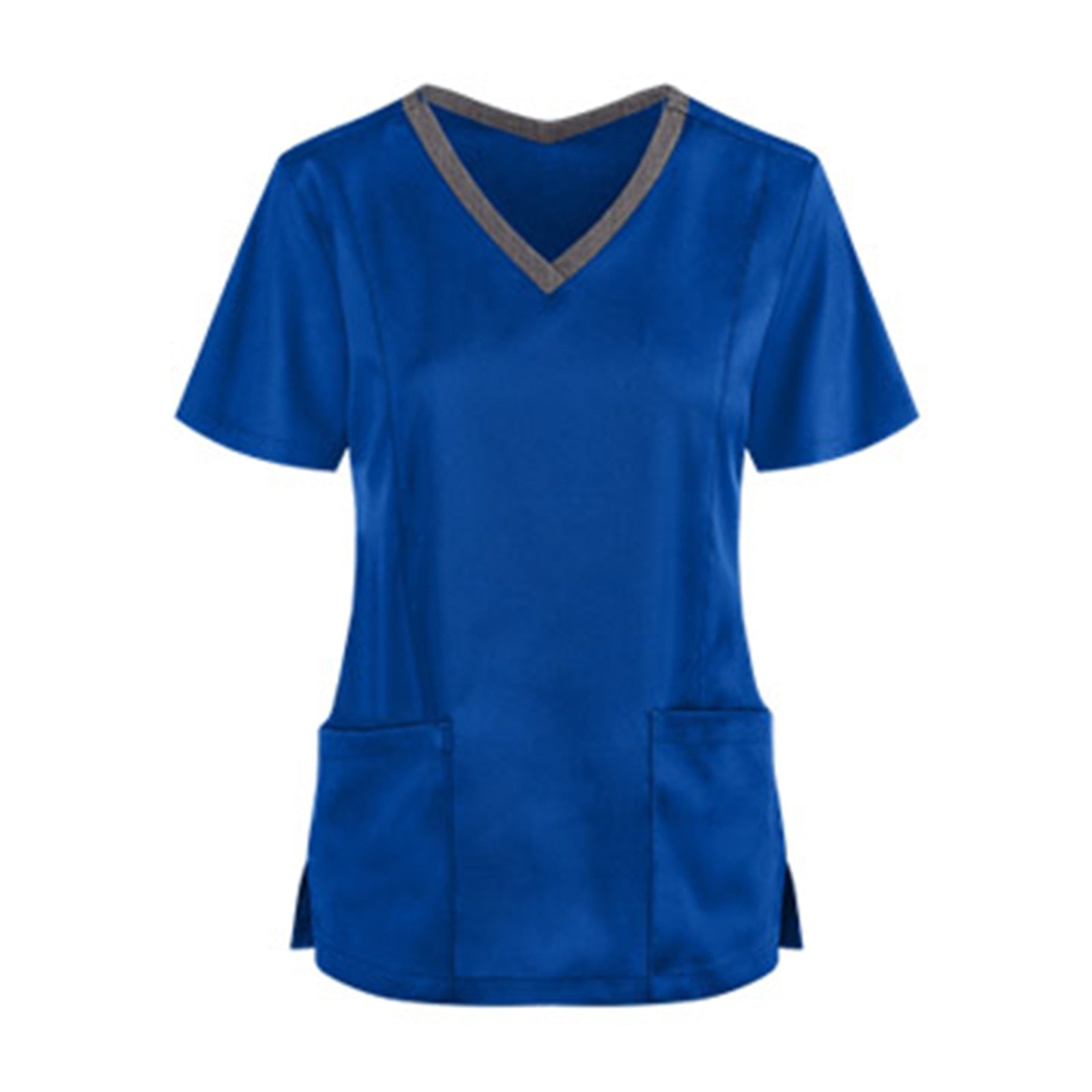 Women Nursing Scrubs Blouse Casual Short Sleeve Scrubs Working Uniforms Nurse Solid Color Top Tshirt V-neck Pocket Women Clothes