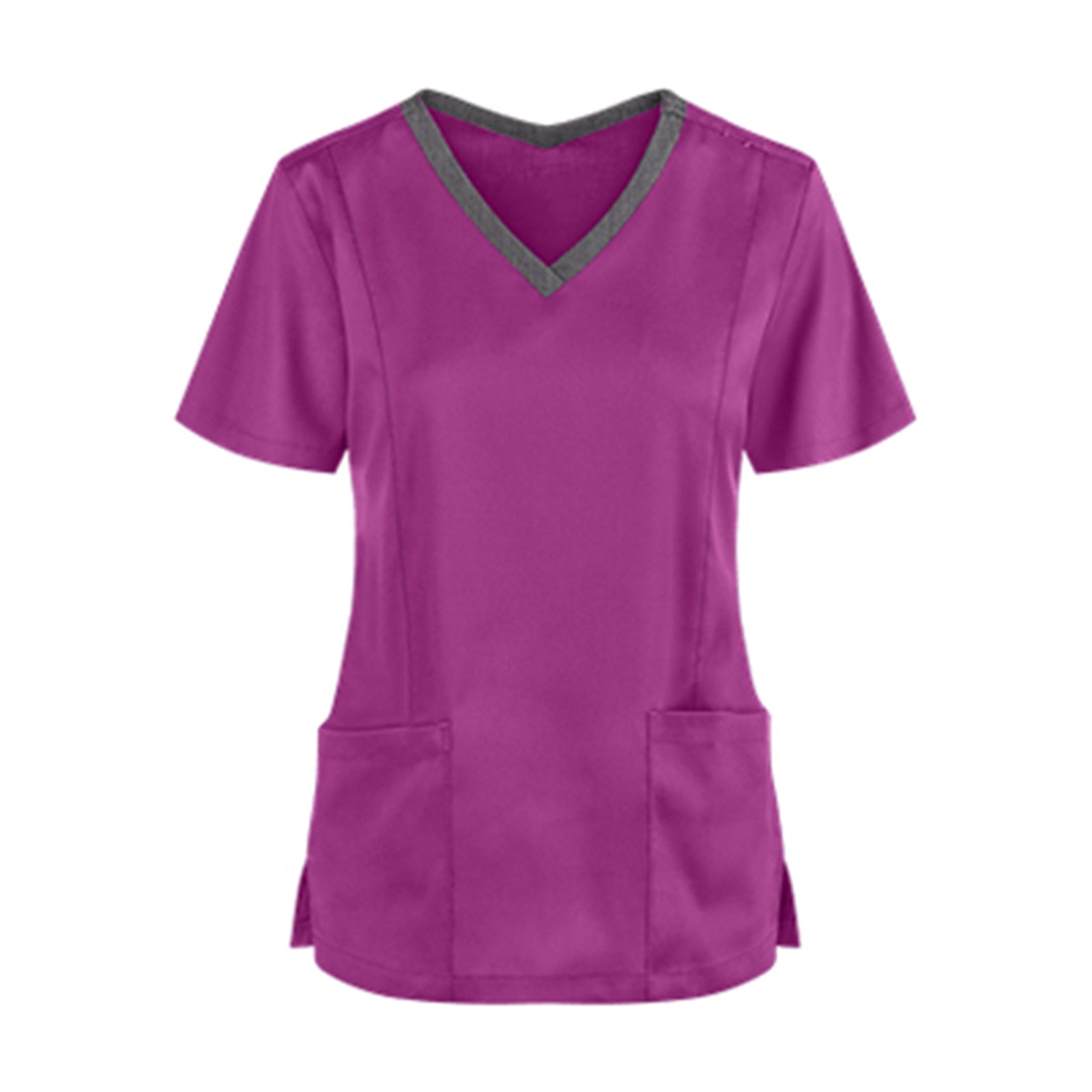 Women Nursing Scrubs Blouse Casual Short Sleeve Scrubs Working Uniforms Nurse Solid Color Top Tshirt V-neck Pocket Women Clothes