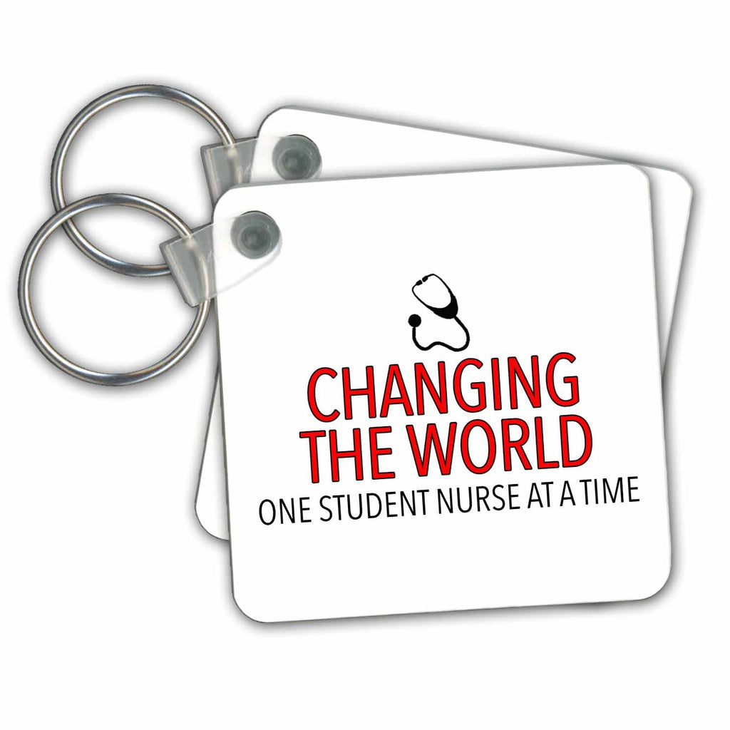 3dRose Key Chains Changing The World One Student Nurse At A Time Red (kc-310811-1)
