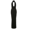 Women Clothing Autumn Winter Elegant Sexy Halter V neck Backless Side Slit Dress