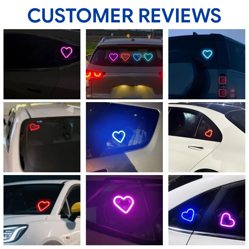 Solar Powered LED Heart Shape Accent Ambient Light USB Charge Valentines Day Christmas New Year Gift Ideas Car Interior Decor