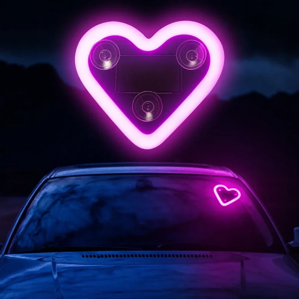 Solar Powered LED Heart Shape Accent Ambient Light USB Charge Valentines Day Christmas New Year Gift Ideas Car Interior Decor
