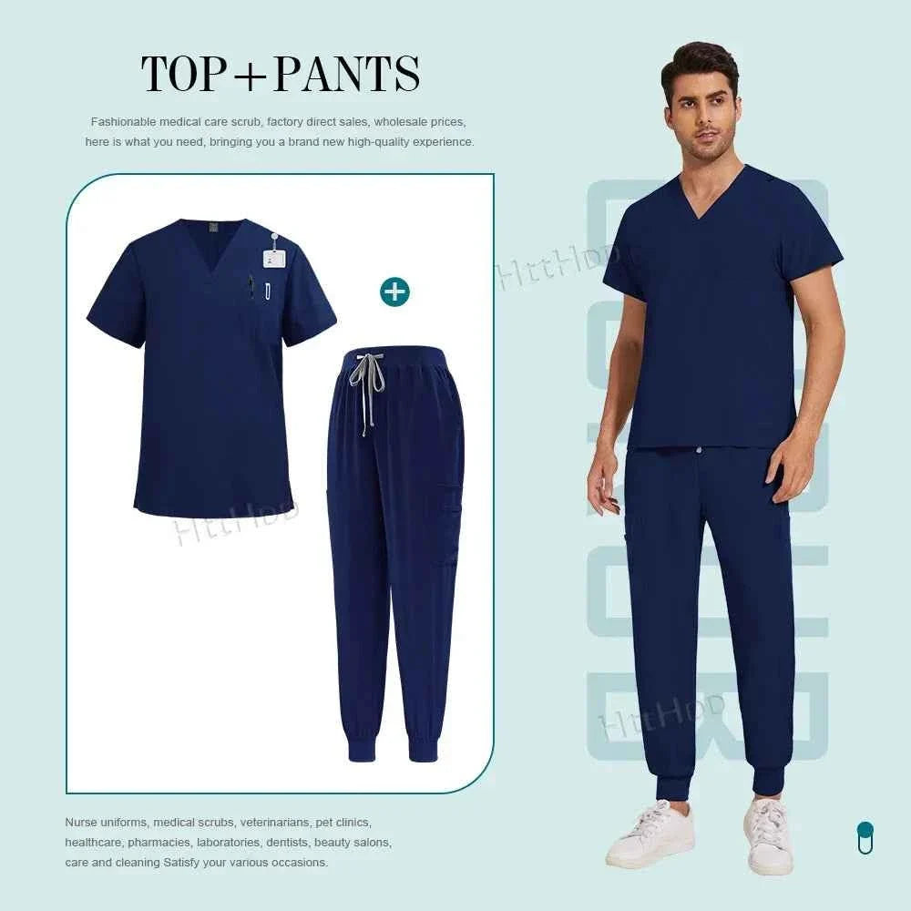 Unisex Nurse Scrubs Suit - Top & Pants