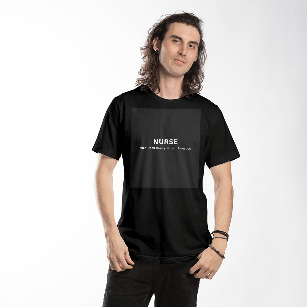 Funny Nurse Shirt – NURSE Nice Until Really Stupid Emerges | Minimalist Nurse Humor Tee | RN Gift | Healthcare Worker Shirt